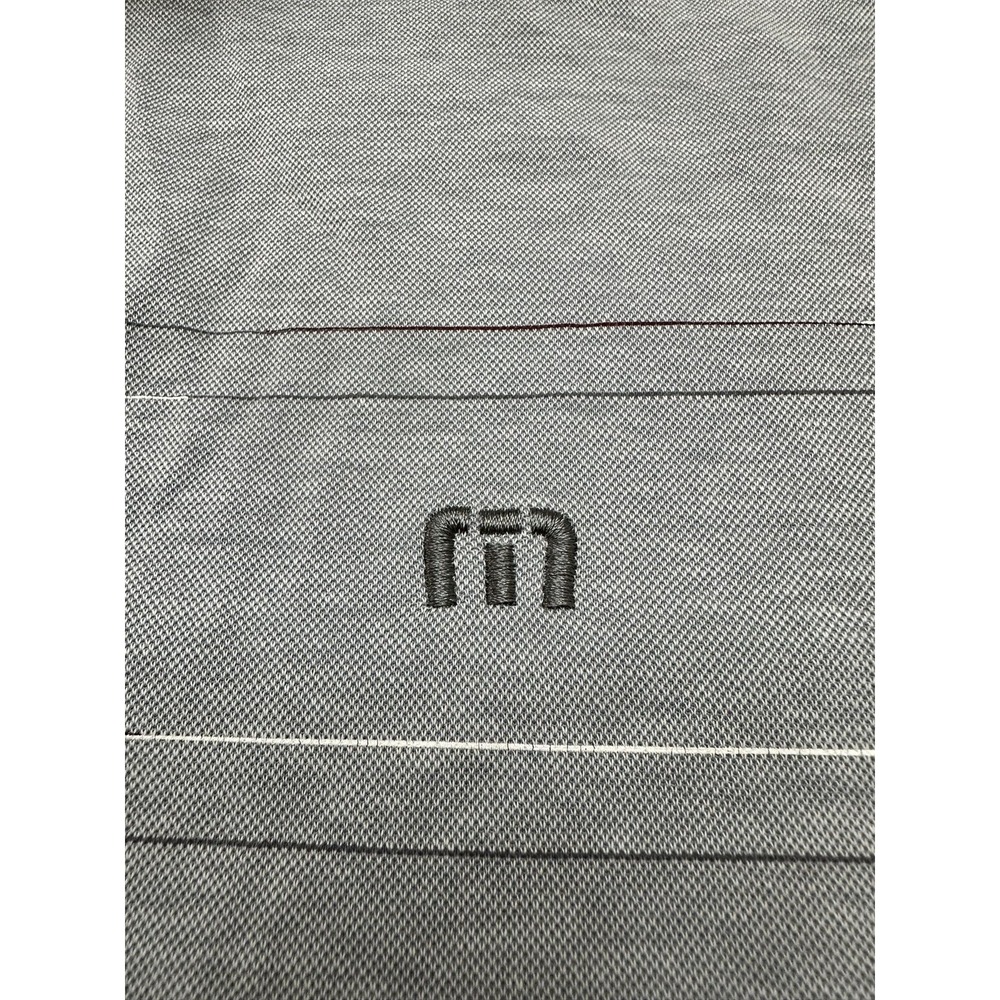 TravisMathew Polo Shirt Mens Medium Gray Stripe Pima Cotton Golf Performance - Picture 5 of 11